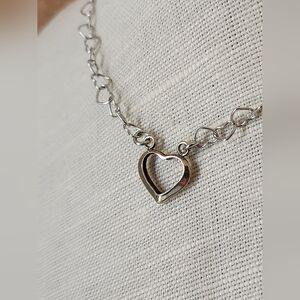 Sterling silver heart link necklace